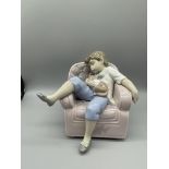 Lladro Boy in Chair with Pup