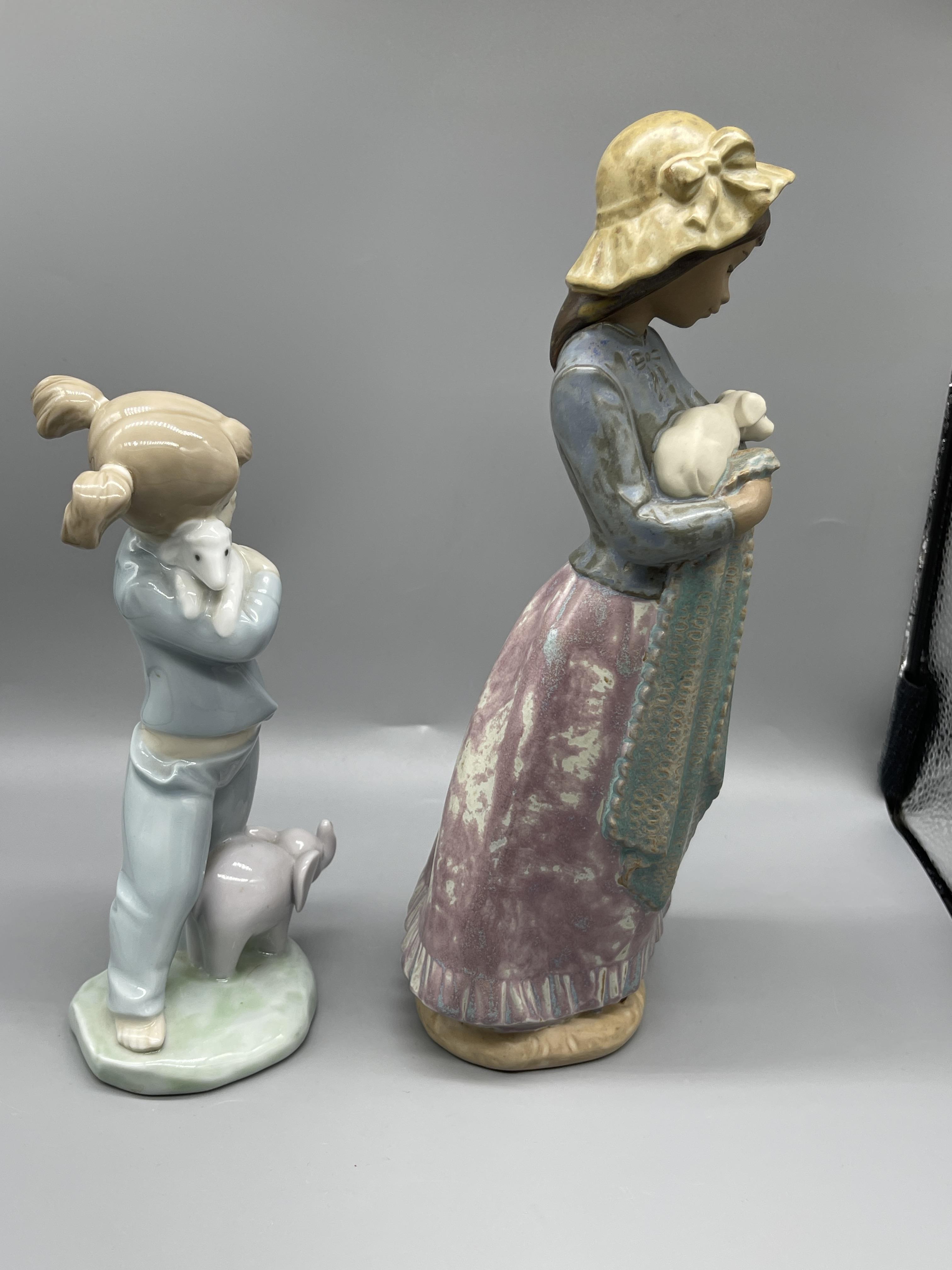 Two Nao figurines and three hummel figurines. - Image 5 of 12