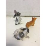 Royal Copenhagen puppies, Sylvac dog, and a contin