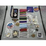 Boxed National service medal, repro blue Max and o