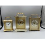 Three Quartz brass carriage clocks, including a Wi