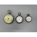 Three HM Silver pocket watches, two smaller ones w