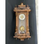 19th c Wall clock, with ornate embossed floral det