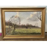Large Framed Oil on Canvas, The Ploughman, signed