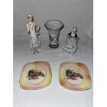 Porcelain Figures, Small Vase and Plates