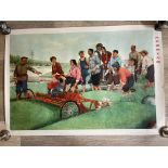 Chinese #104 - Farmers With Machine, Original Vintage Chinese Poster