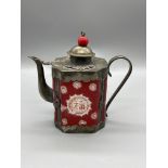 Small enamelled white metal Oriental teapot