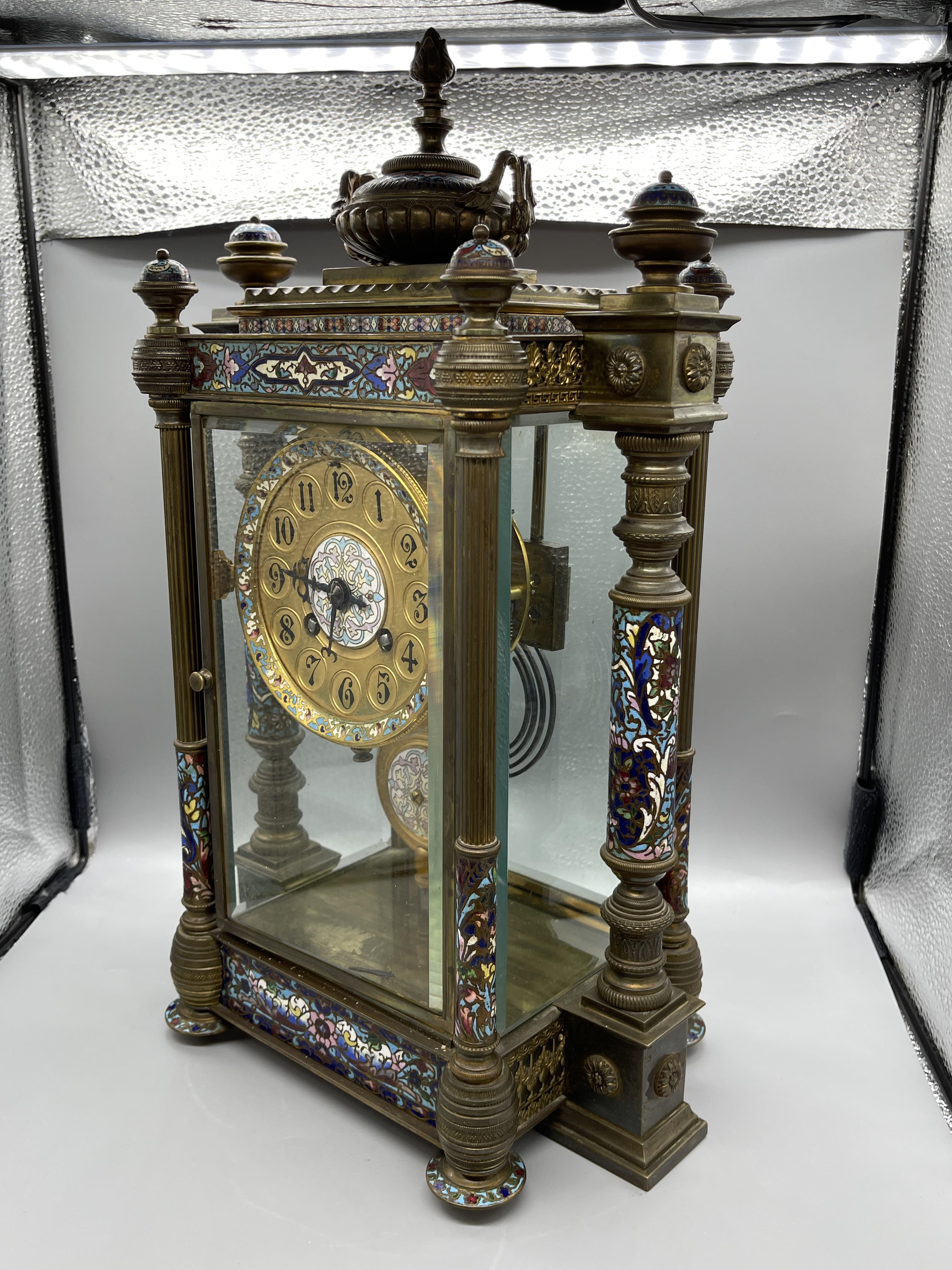 Enamel French Mantle Clock - Image 4 of 23
