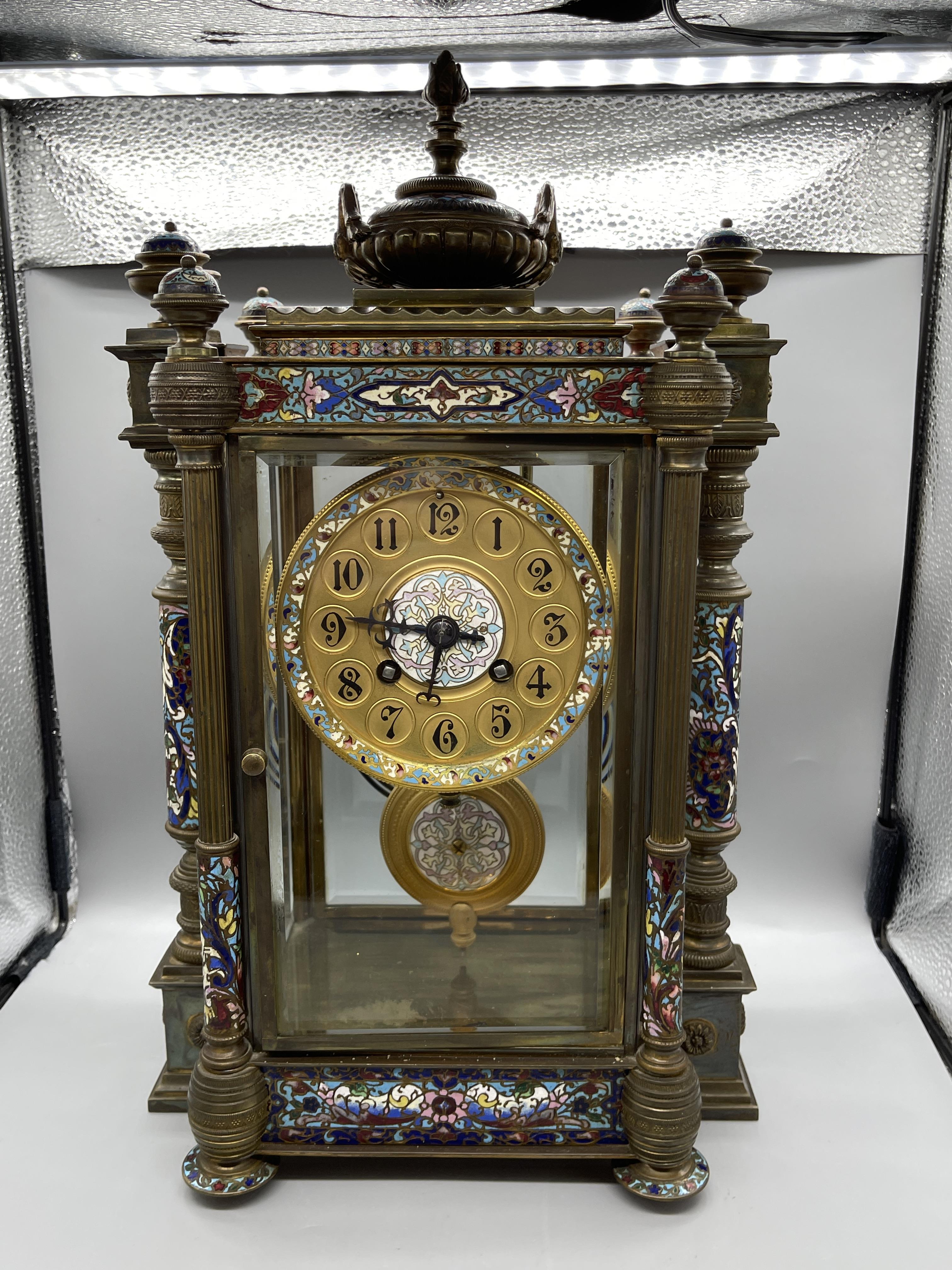 Enamel French Mantle Clock - Image 13 of 23