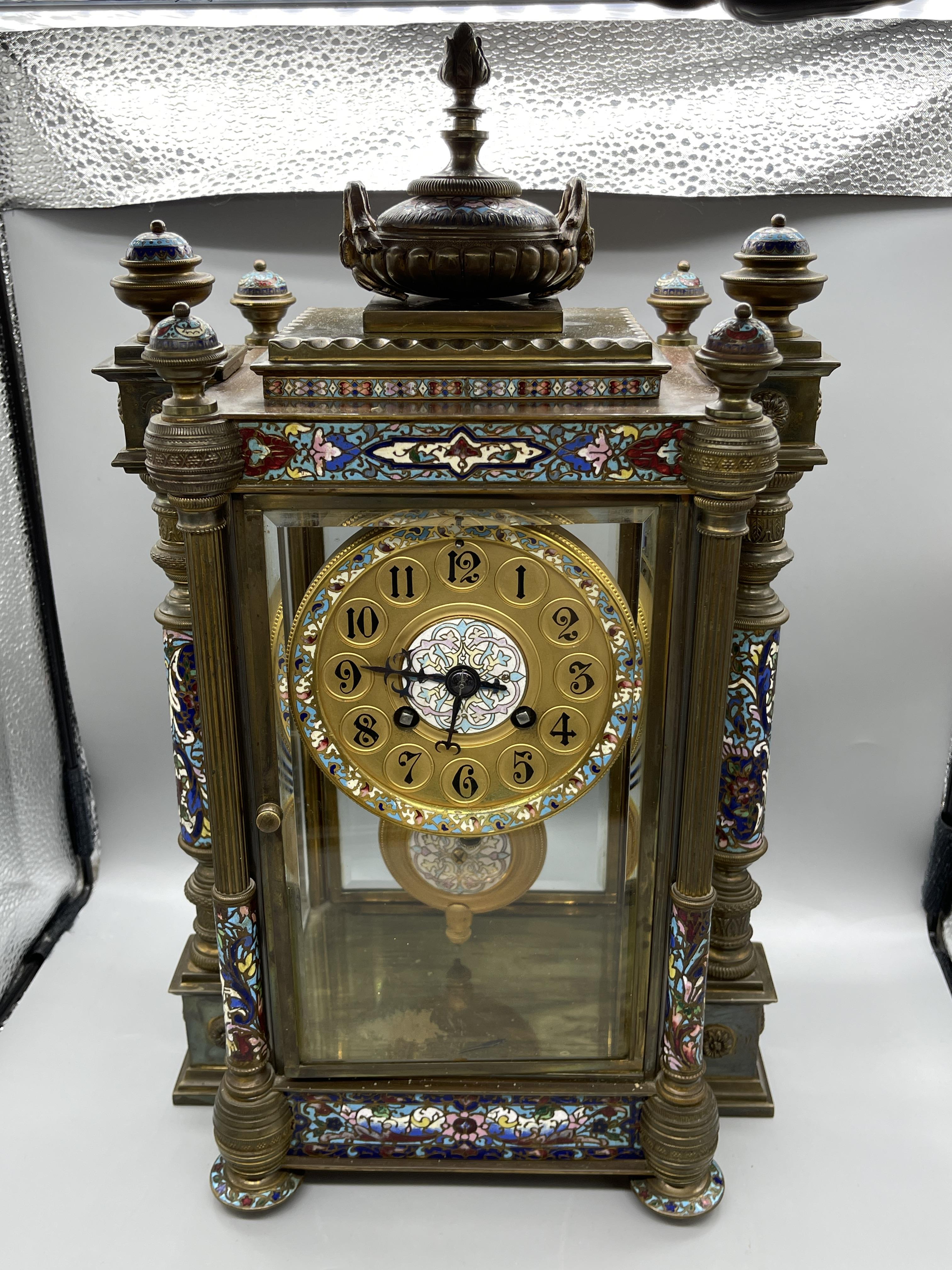 Enamel French Mantle Clock - Image 21 of 23