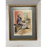 John Tookey watercolour of a flowerseller. signed