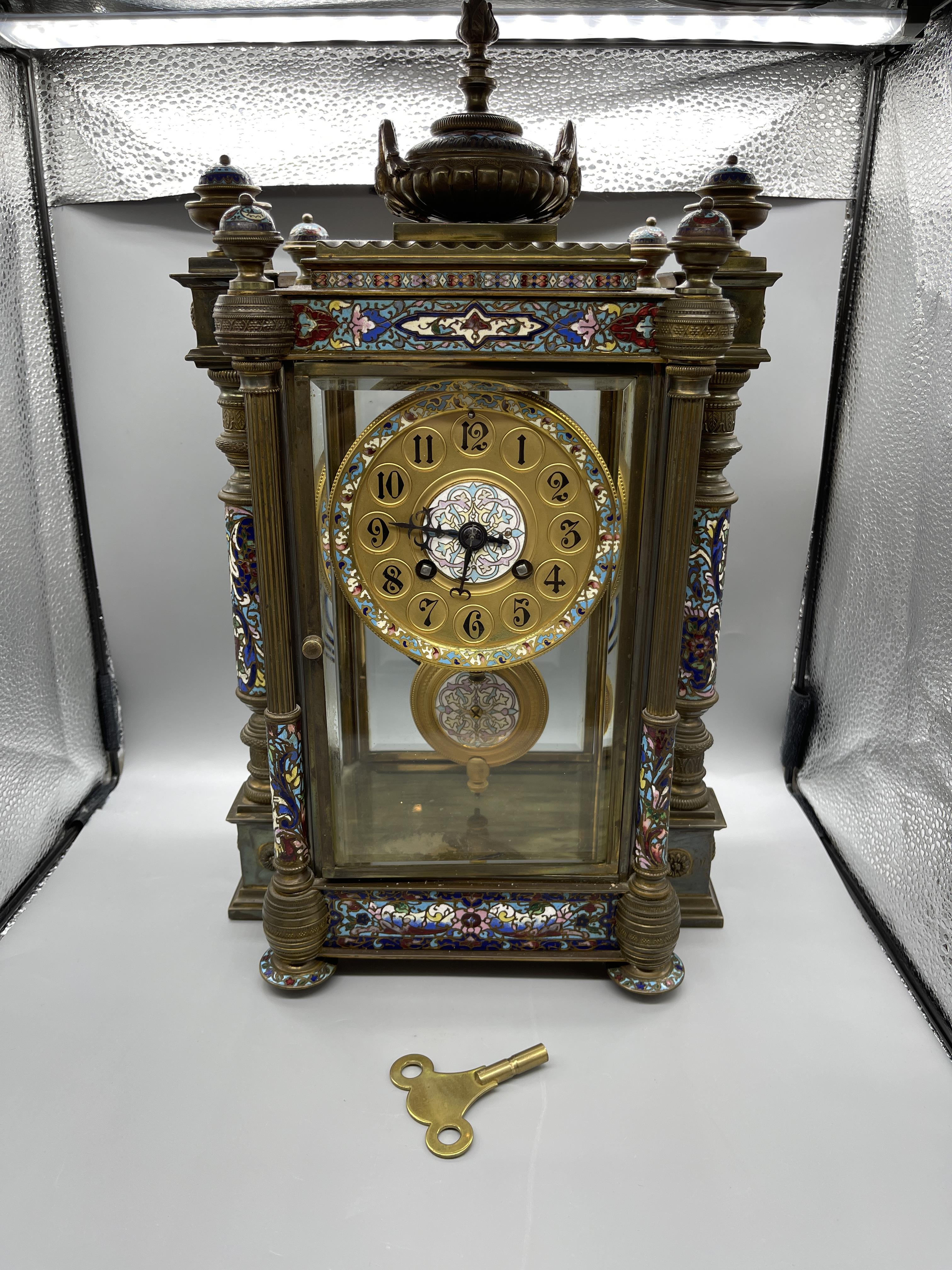 Enamel French Mantle Clock - Image 2 of 23