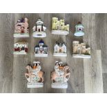 Quantity of Staffordshire Castles/Cottages and Figurines