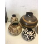 Five Ethnic Style Ceramic Vases H32cmNo damage, n