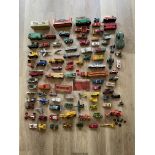 Box of vintage diecast cars etc