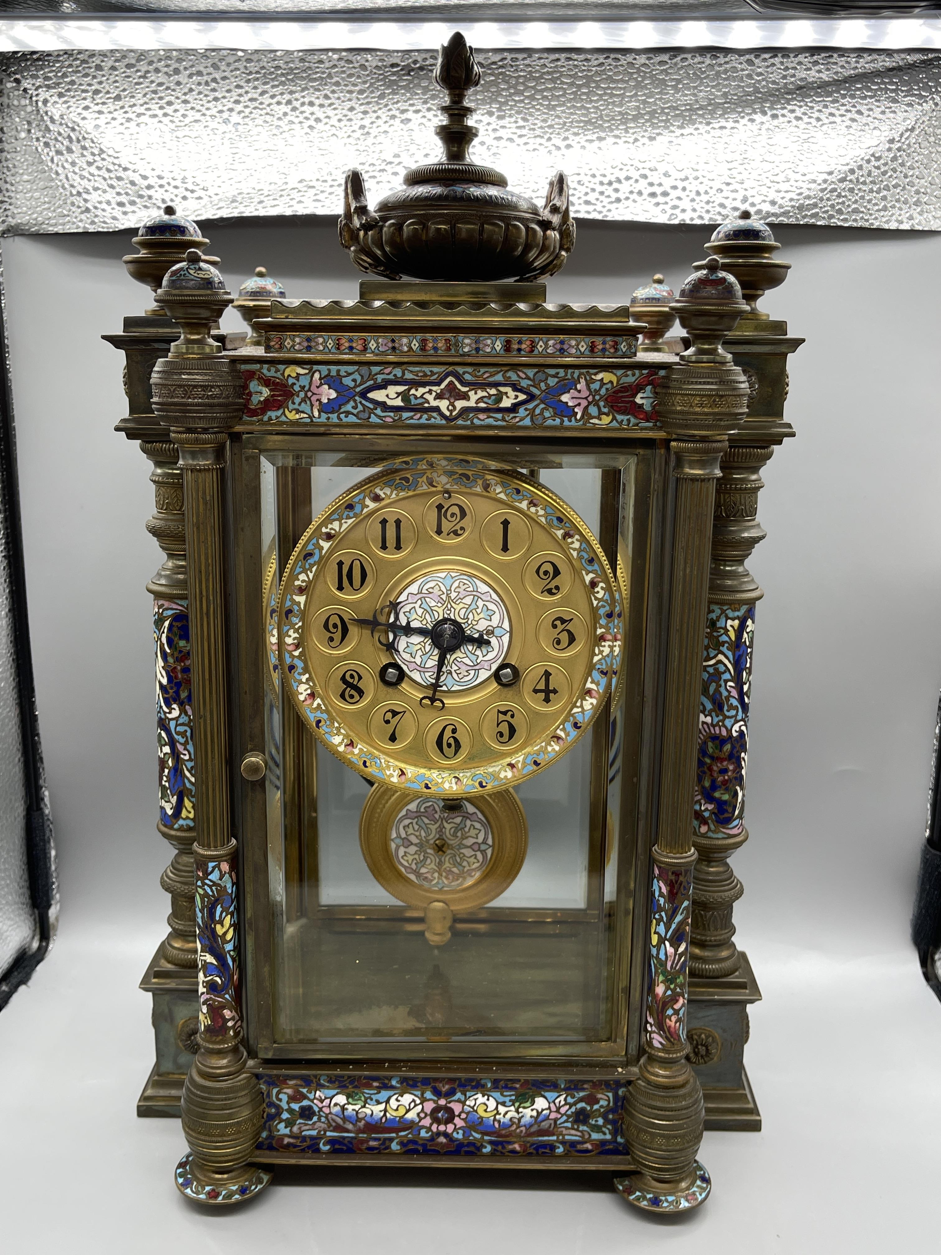 Enamel French Mantle Clock - Image 3 of 23