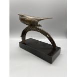 Andre Becquerel bronze of bird on horseshoe, signe