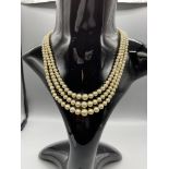 Three tier 41cm Vintage pearl necklace, heavy set
