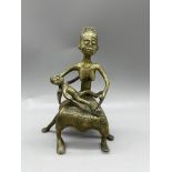 19th Century African Bronze of Seated Mother and C