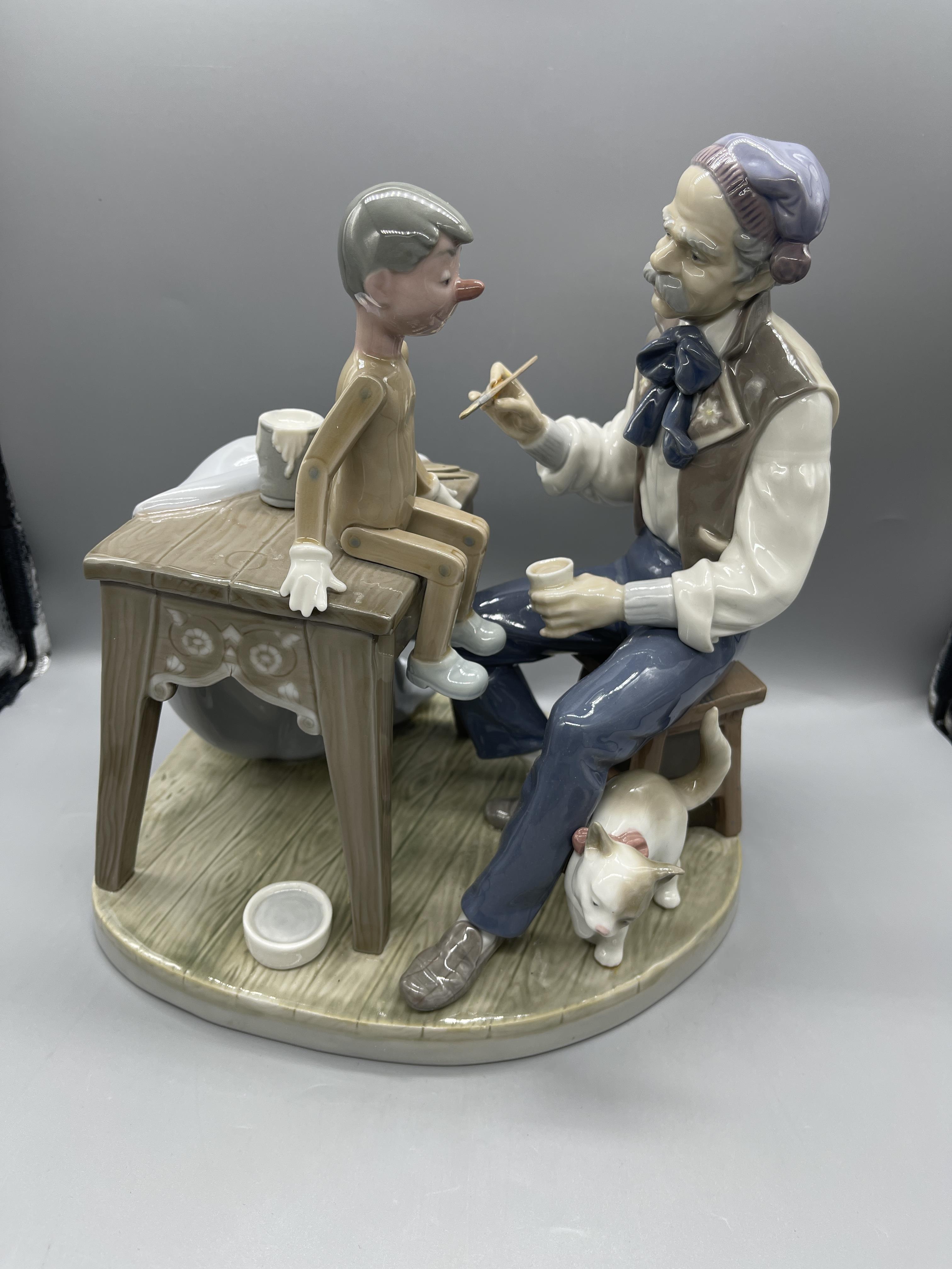 Boxed Large Lladro "Pinocchio and Geppetto" 5396 - Image 8 of 9