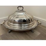 Large silver plated 19th C Ivory handled entree di