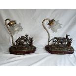 Pair of Bronze lamps