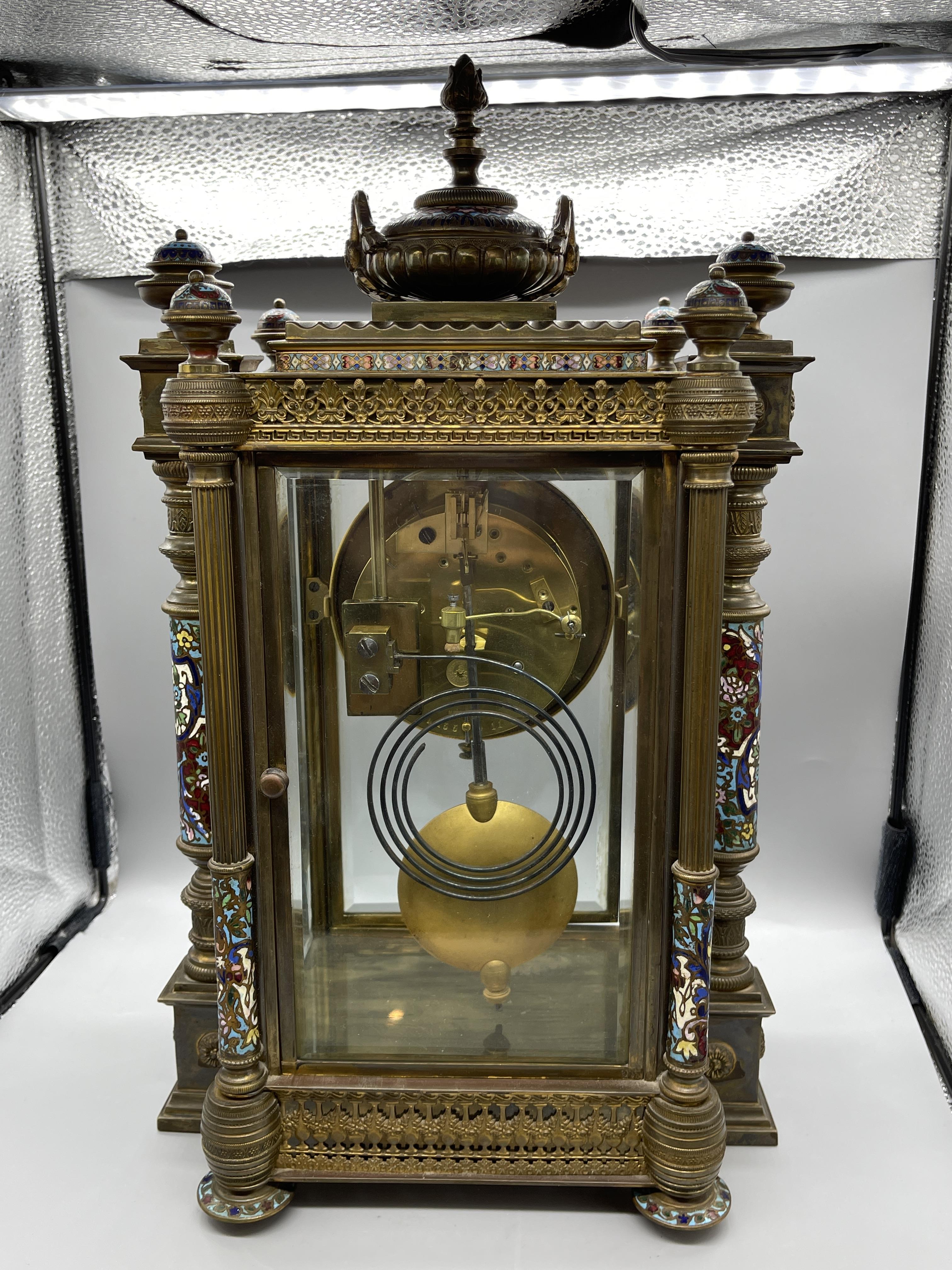 Enamel French Mantle Clock - Image 8 of 23