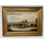 G.K.Bury signed Victorian oil on canvas of Cattle