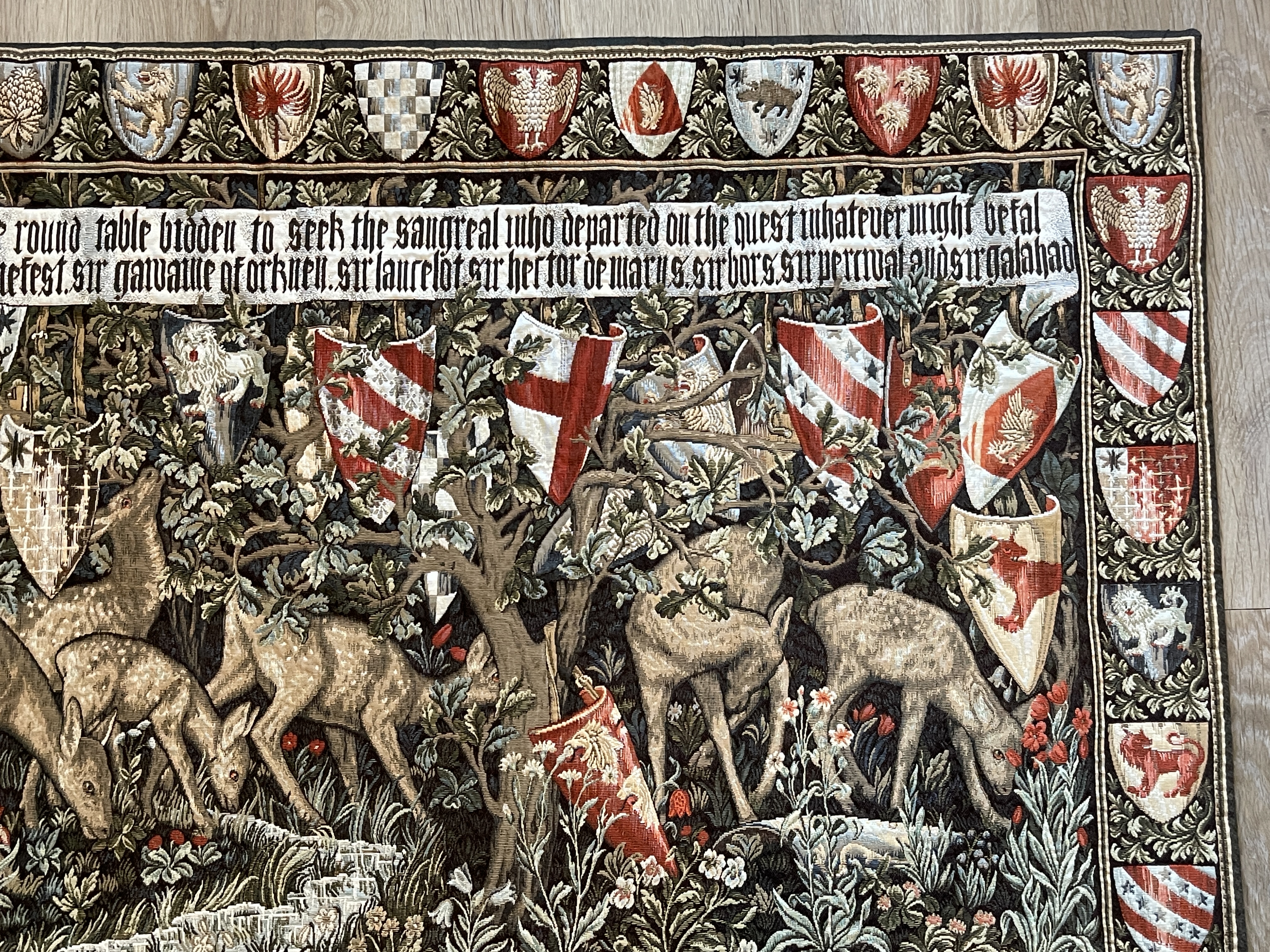Verdure with Deer and Shields Tapestry - Image 4 of 9