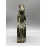 Marble stone vintage figure of seated Anubis, dama