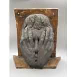 Mark Pope Ceramic Art wall hanging of head in in h