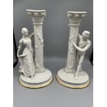 Romeo and Juliet Candelabra. Two porcelain candle