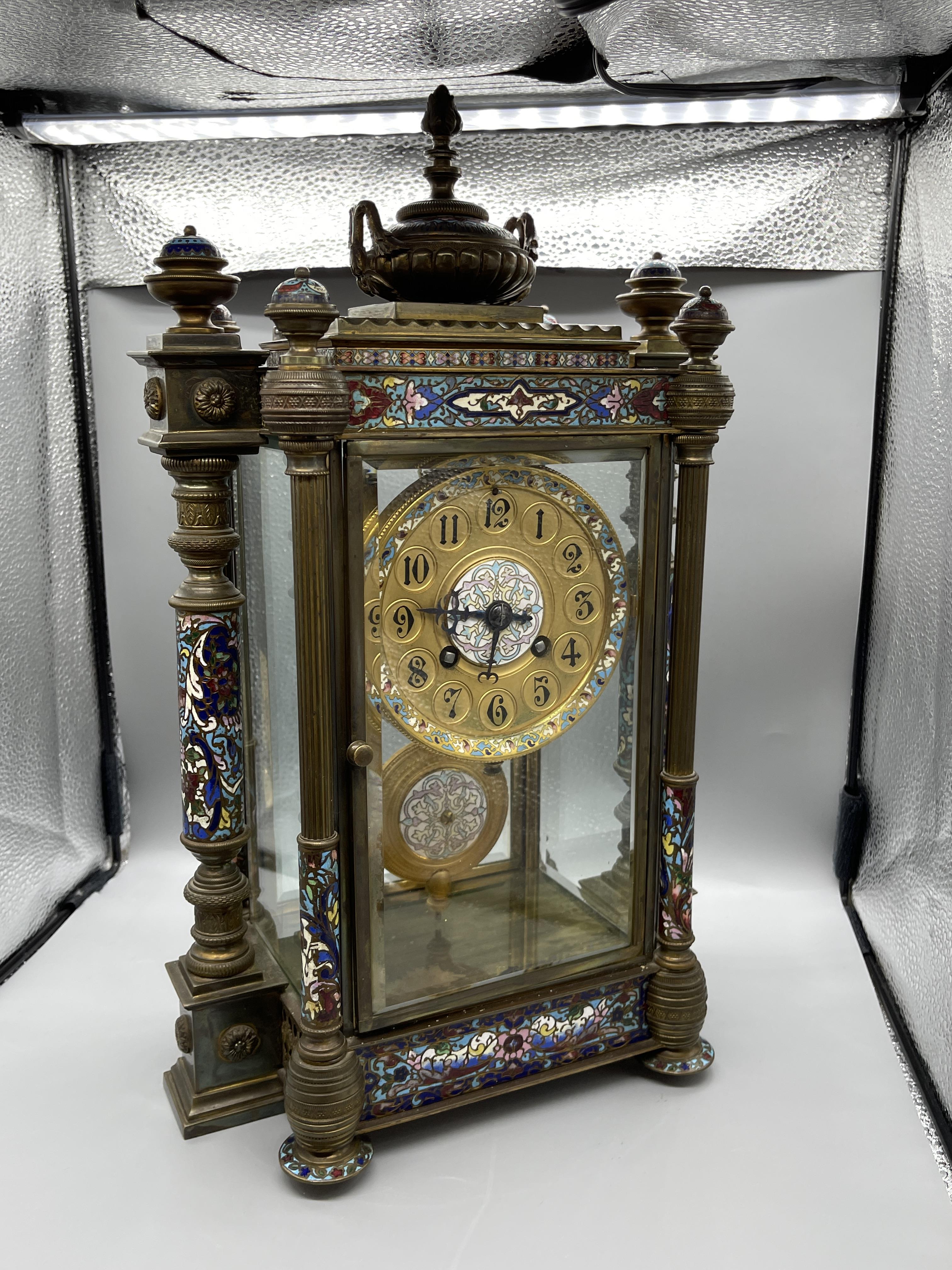 Enamel French Mantle Clock - Image 12 of 23