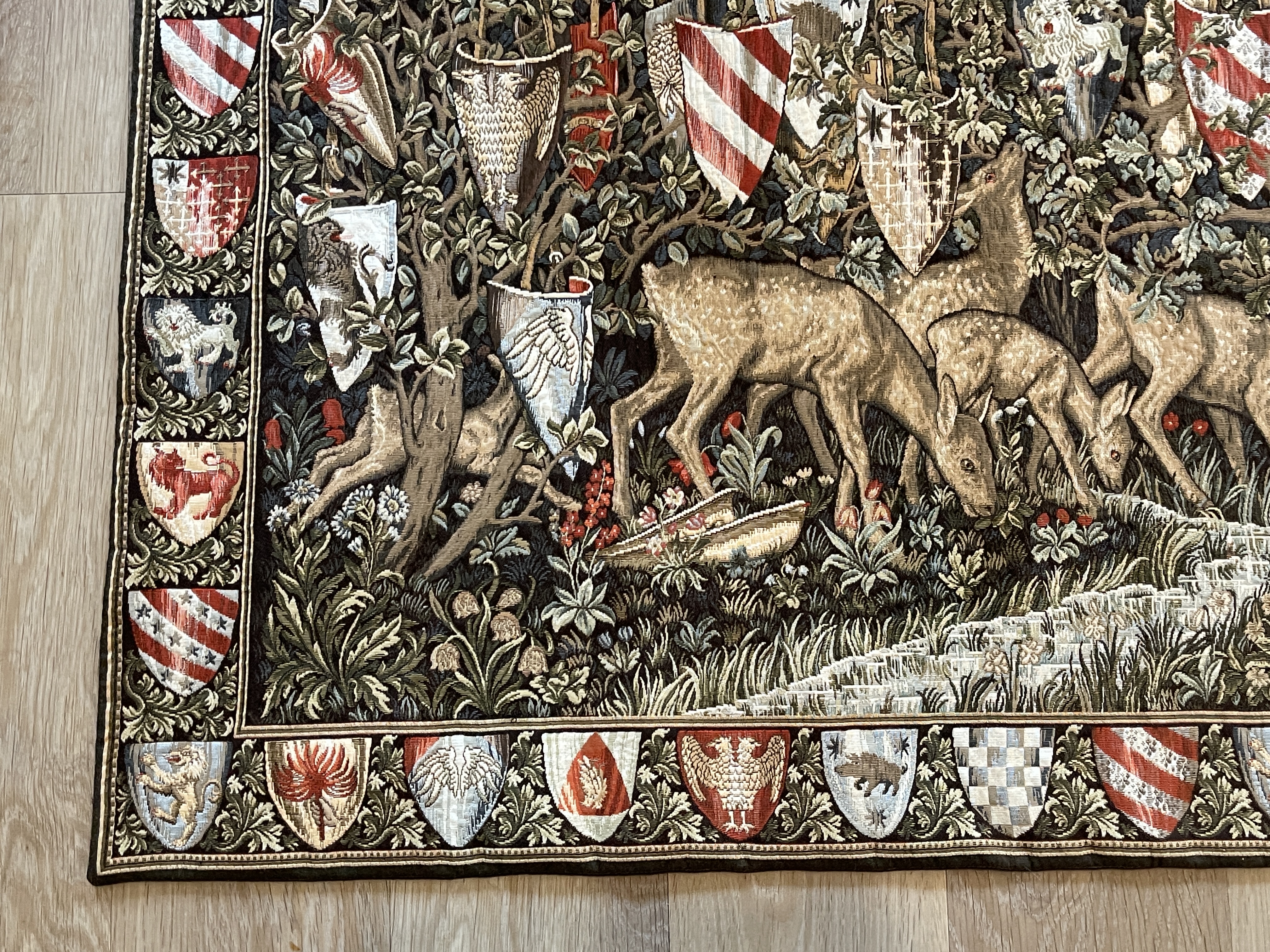 Verdure with Deer and Shields Tapestry - Image 5 of 9