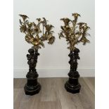 Pair of French style 19th c Bronze and gilt Candel