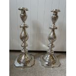 Large pair of HM Silver Sabbath candlesticks 37cm