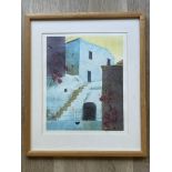 Signed Monoprint by Miranda Weber - House in Greec