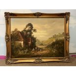 Large Framed Oil on Canvas depicting the farmer an