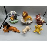 Six Lion King Ceramic Porcelain Disney Figurines.
