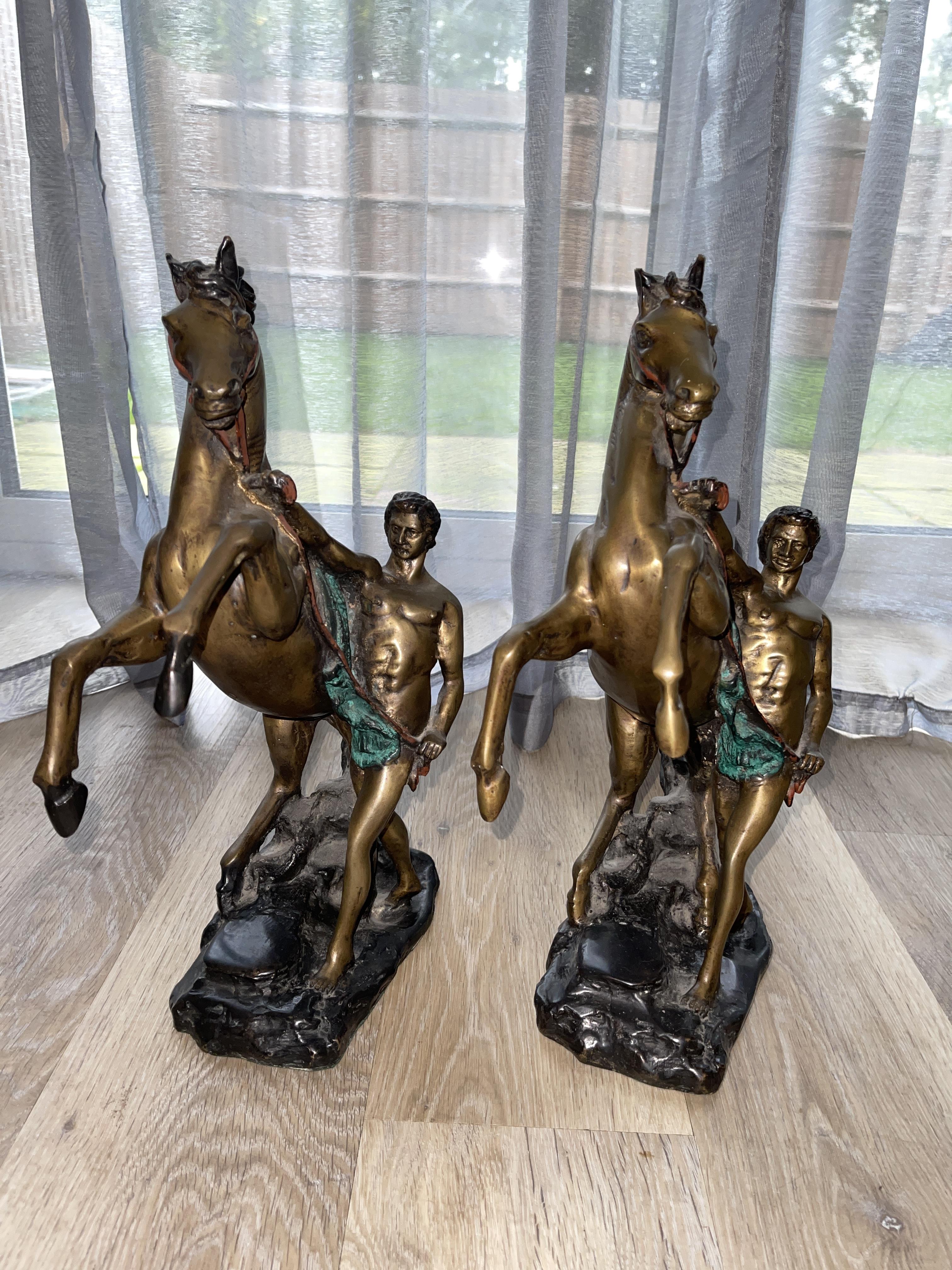 Pair of Bronze Statues - Man With Rearing Horse - Image 20 of 20