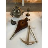 Assorted items to include Brass Burner Cencer, Bra