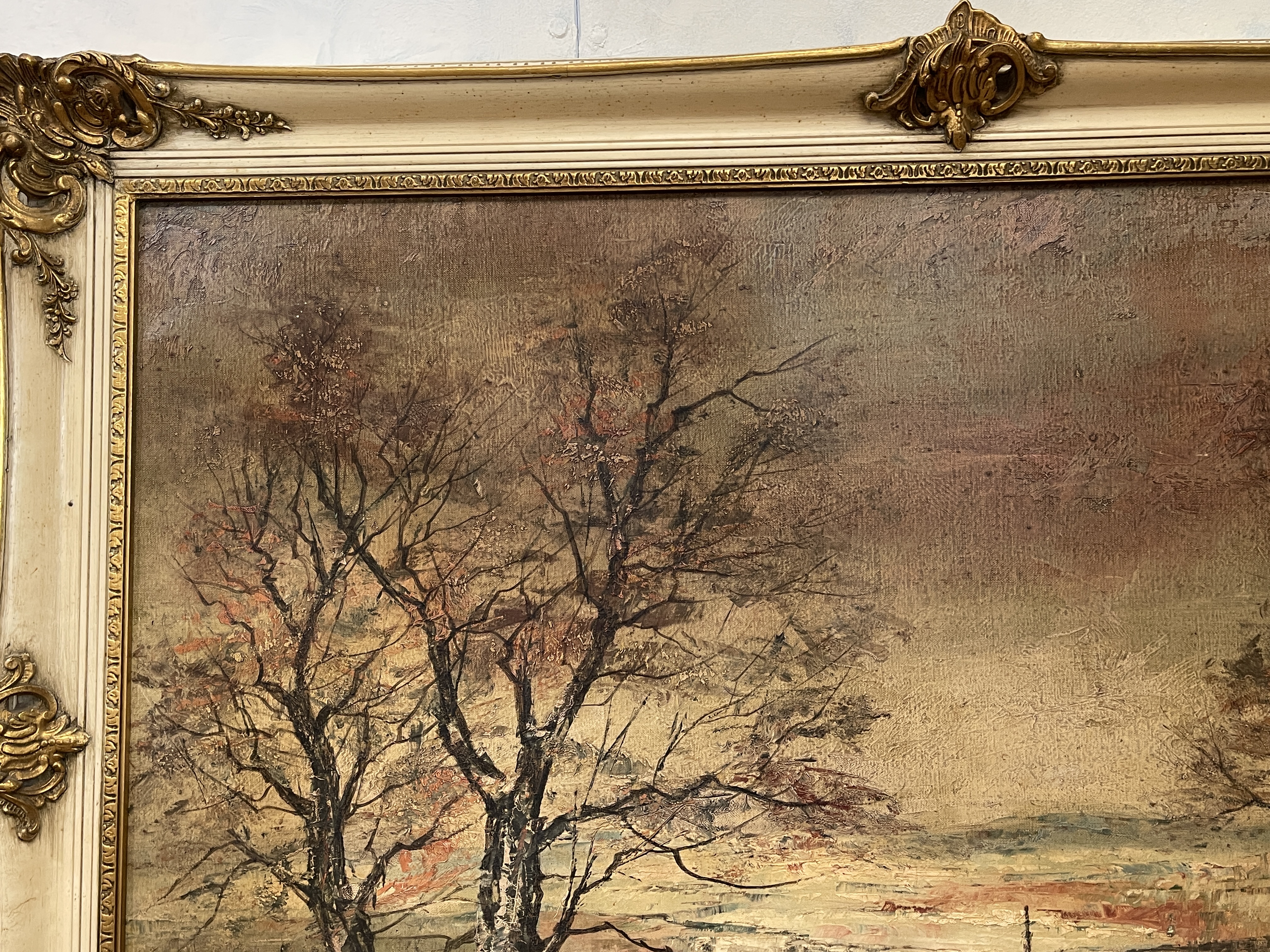 Large Framed Oil on Canvas depicting Woodland Chur - Image 3 of 11