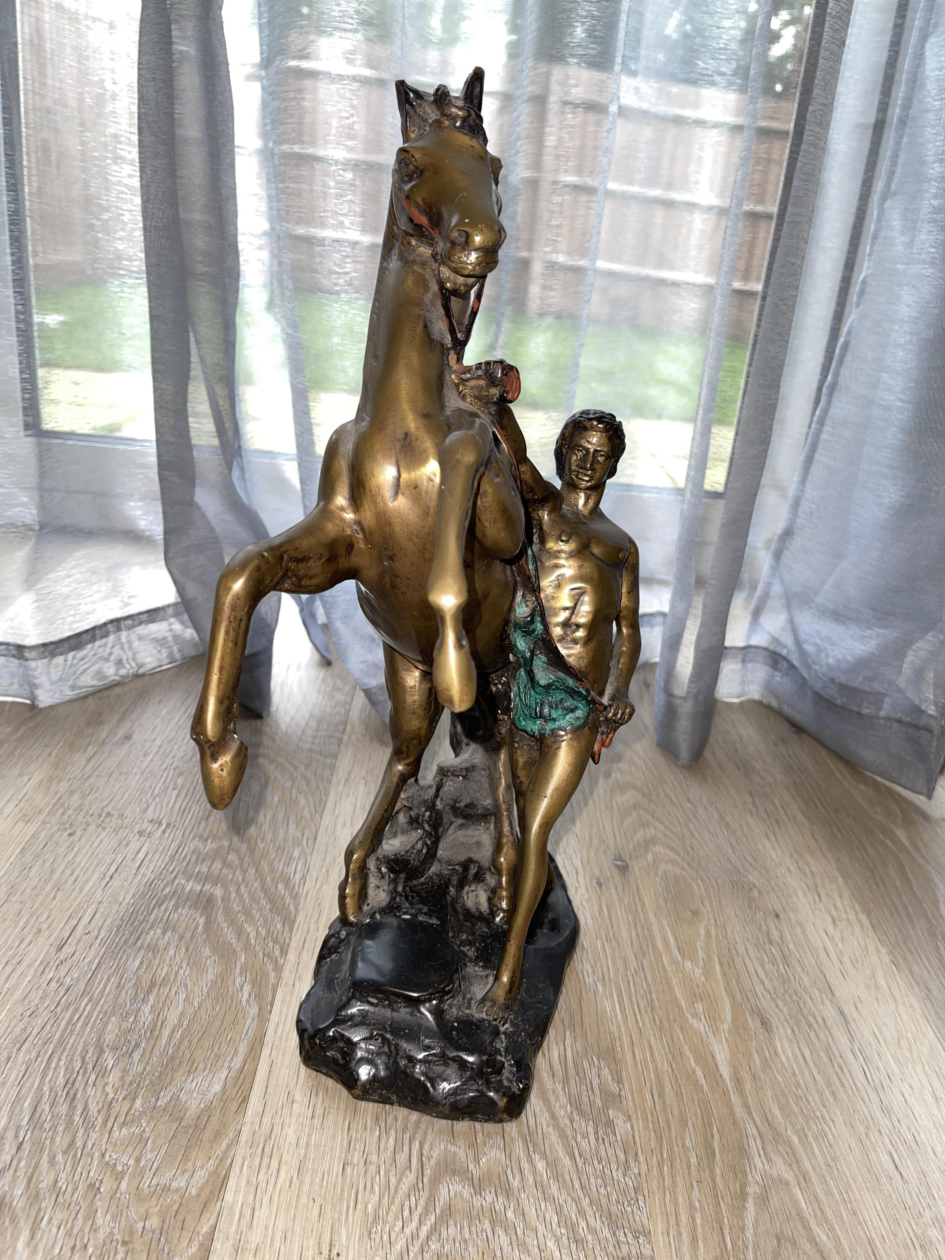 Pair of Bronze Statues - Man With Rearing Horse - Image 8 of 20