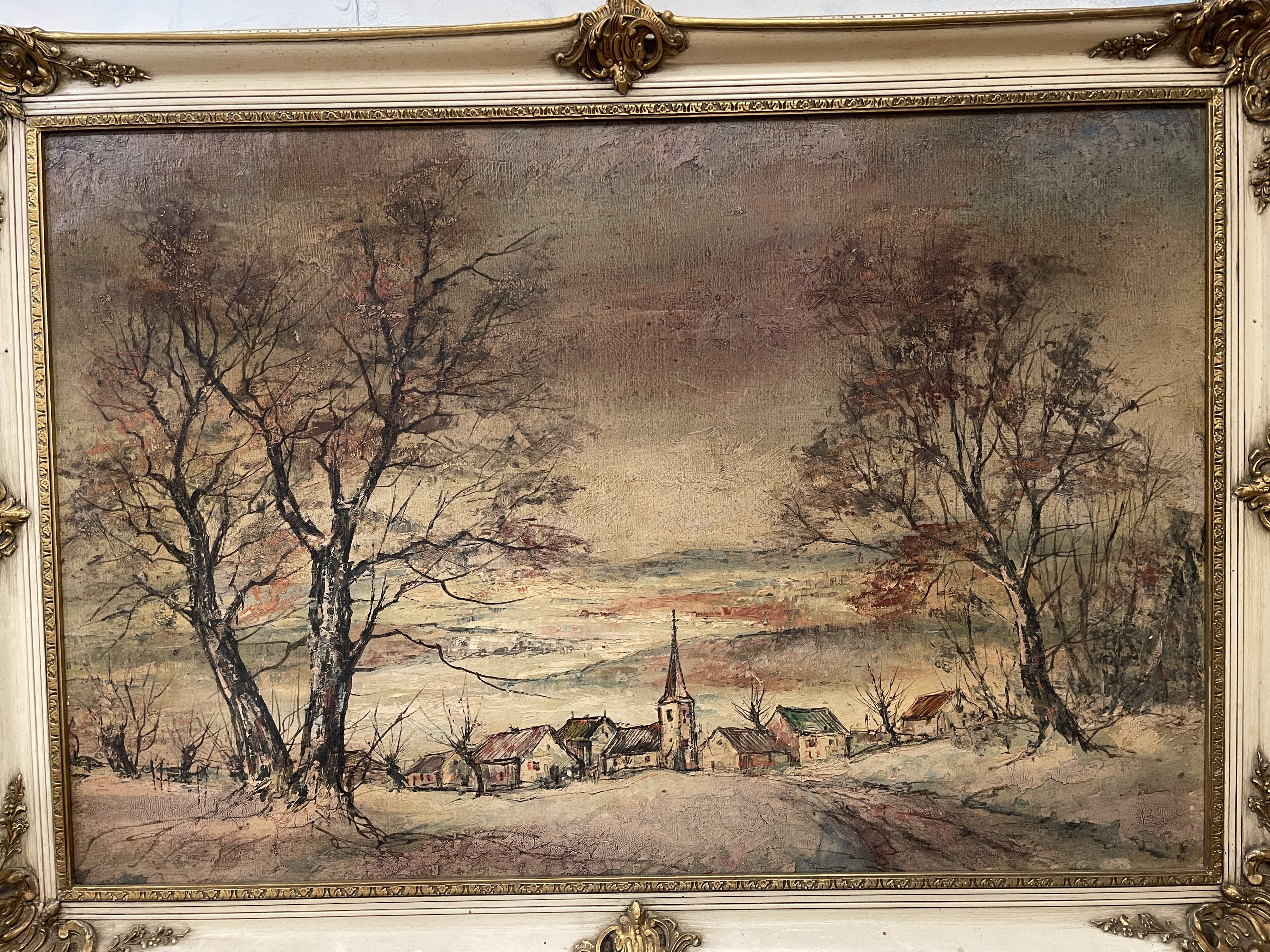 Large Framed Oil on Canvas depicting Woodland Chur - Image 2 of 11