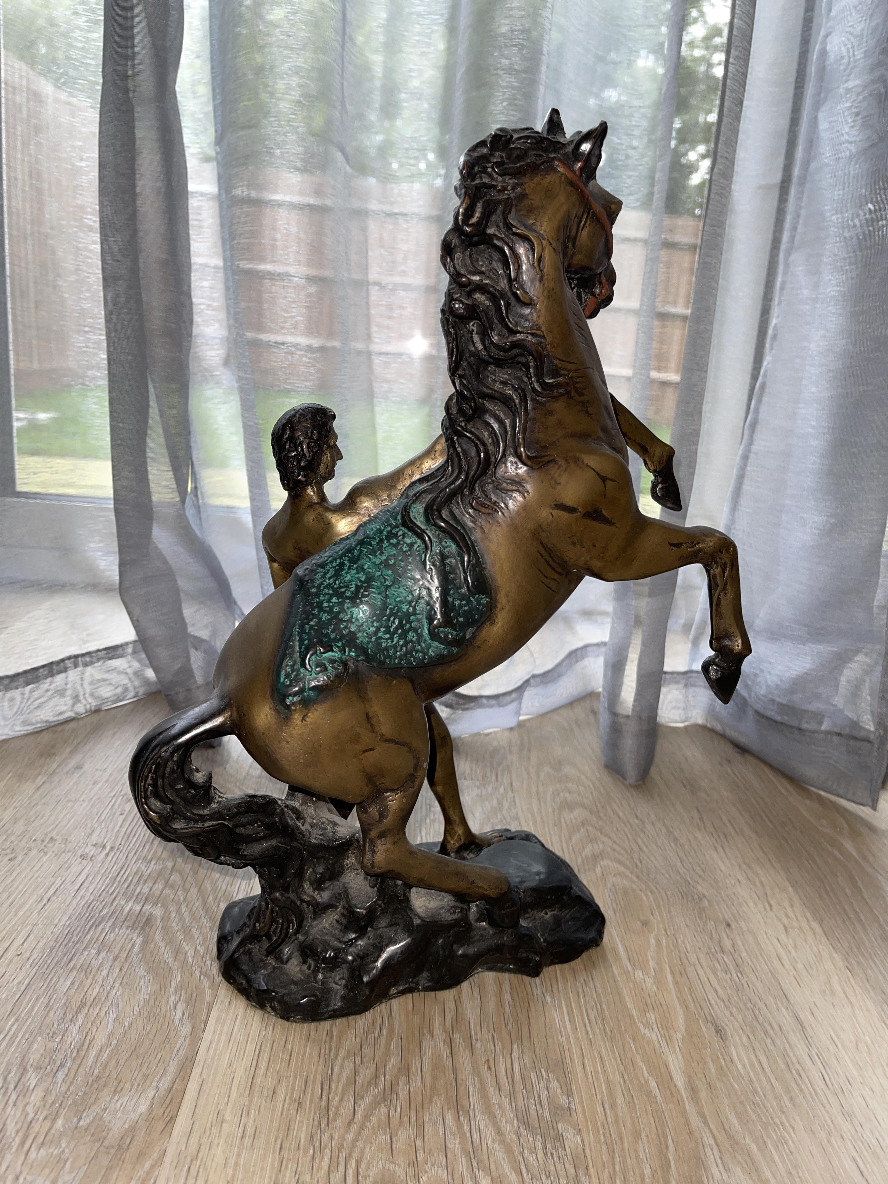 Pair of Bronze Statues - Man With Rearing Horse - Image 14 of 20