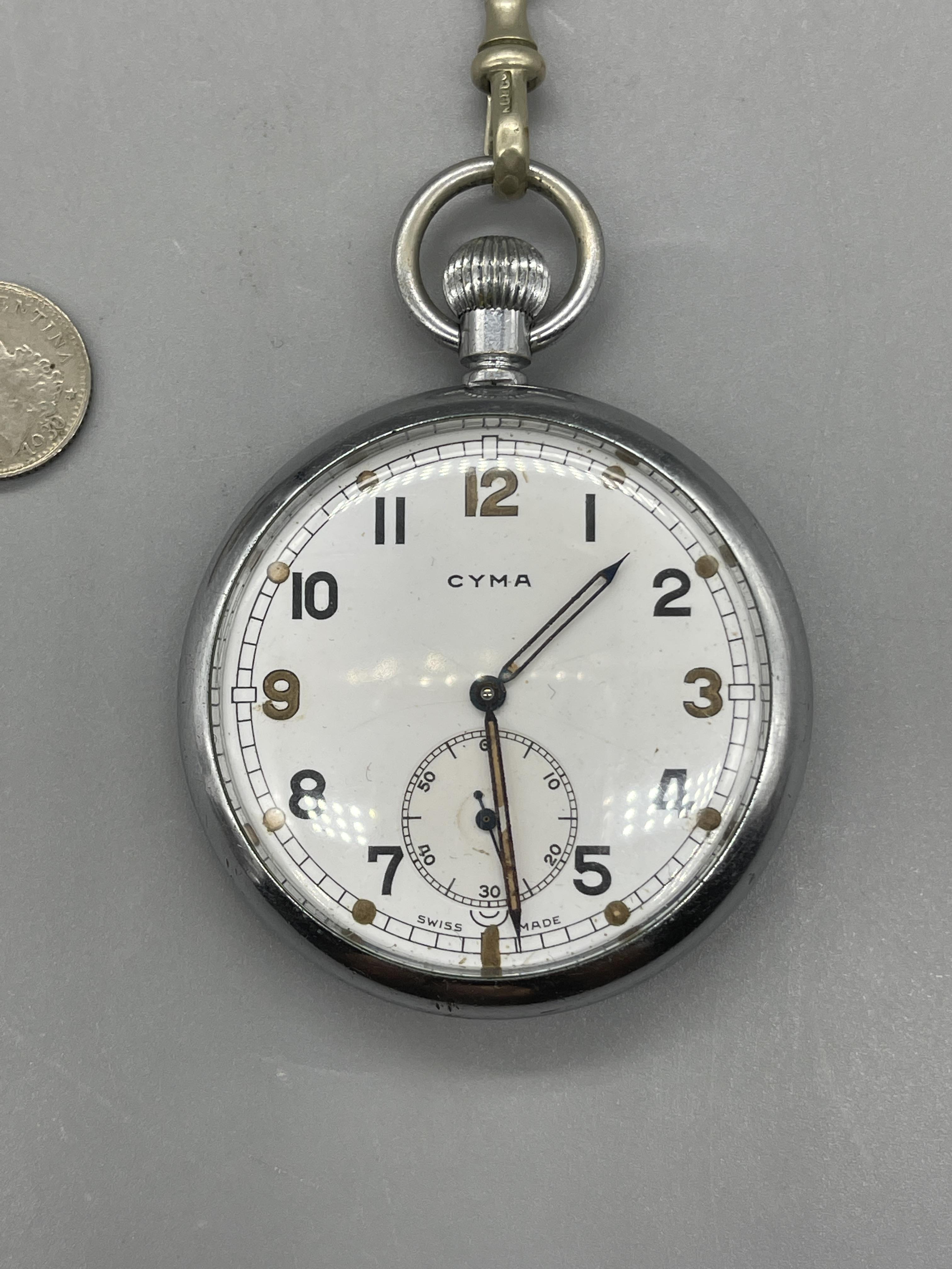 Three Fob Watches to include WW2 and Silver - Image 3 of 16