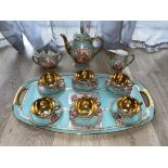 FSC Czecho-Slovakian Turquoise and Gold Tea Set Go