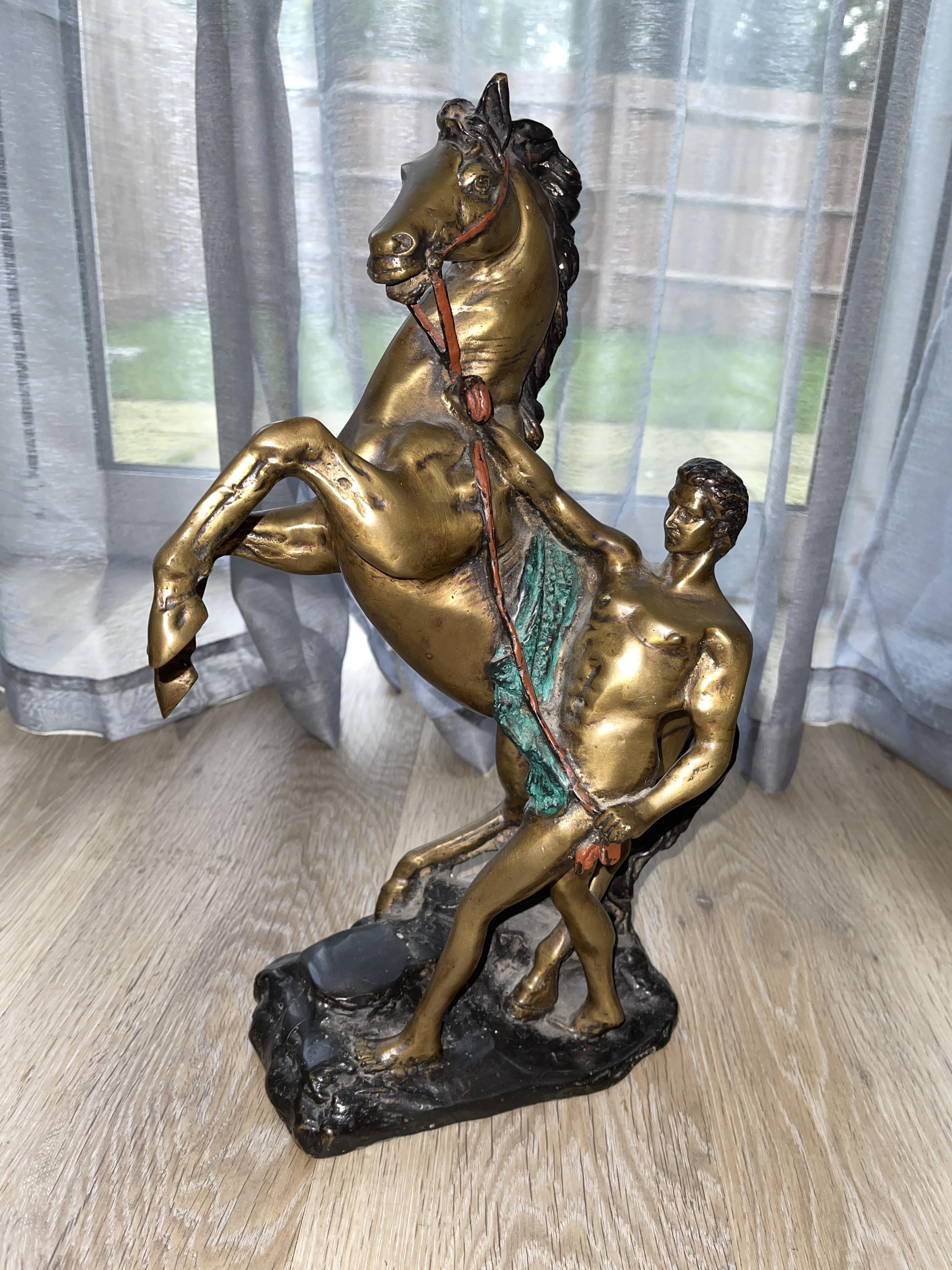 Pair of Bronze Statues - Man With Rearing Horse - Image 9 of 20