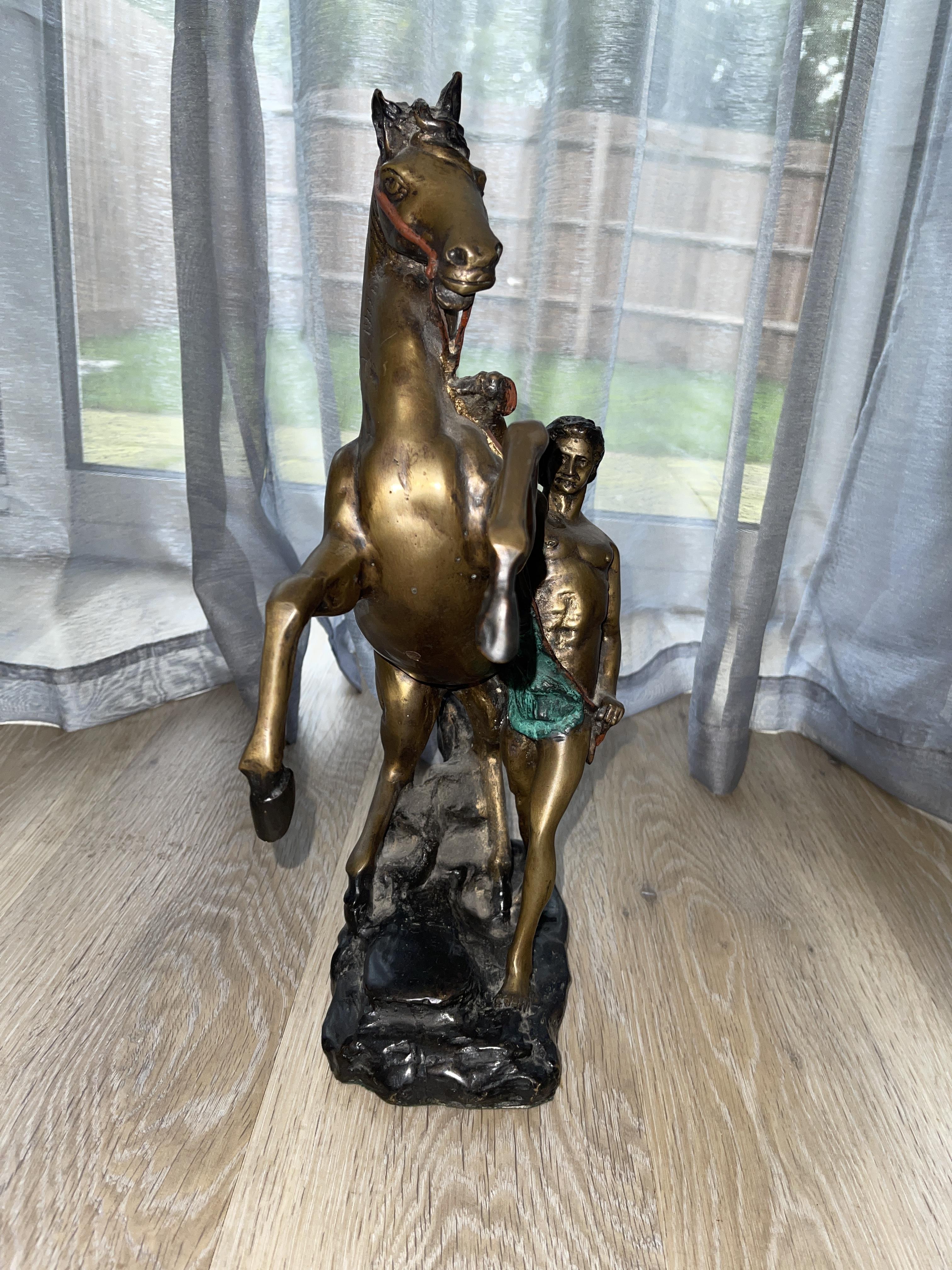 Pair of Bronze Statues - Man With Rearing Horse - Image 16 of 20