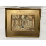 Framed Watercolour "Cloisters Monreale, M.L.Baker